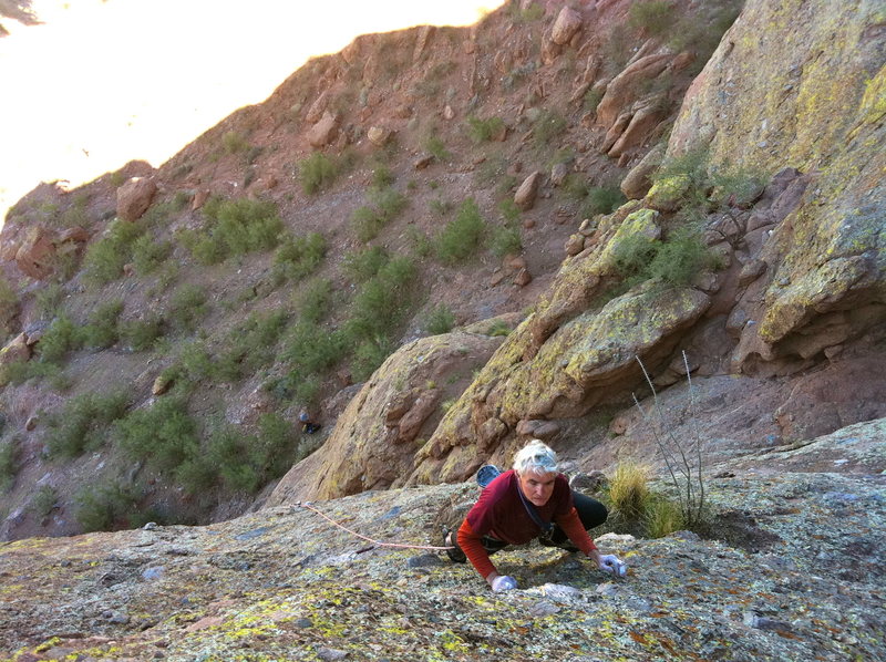 Don getting ready to clip the final bolt on the second pitch of chimera.