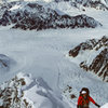 Top of the steep stuff<br>
Lynn Clark on day 3 - <br>
SW Ridge of Mt Hunter