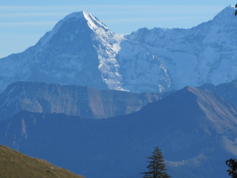 Eiger Nordwand, with Sulegg (at left) and Morgenberghorn (right)in foreground, Bernese Oberland. Dec 2011.