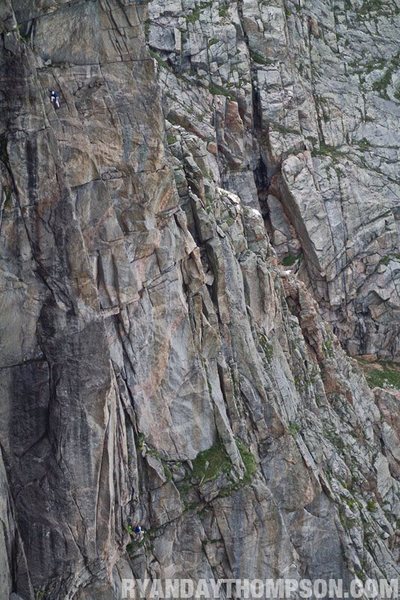 Jack Fisher works up the rope stretching crux pitch. Photo by Ryan Day Thompson Photography.  