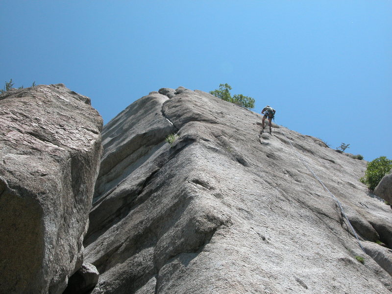 Looking up from below the Chimney.  You can see the undercling.