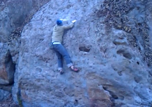 Josh Helke getting the 2nd ascent of the Trembling.  