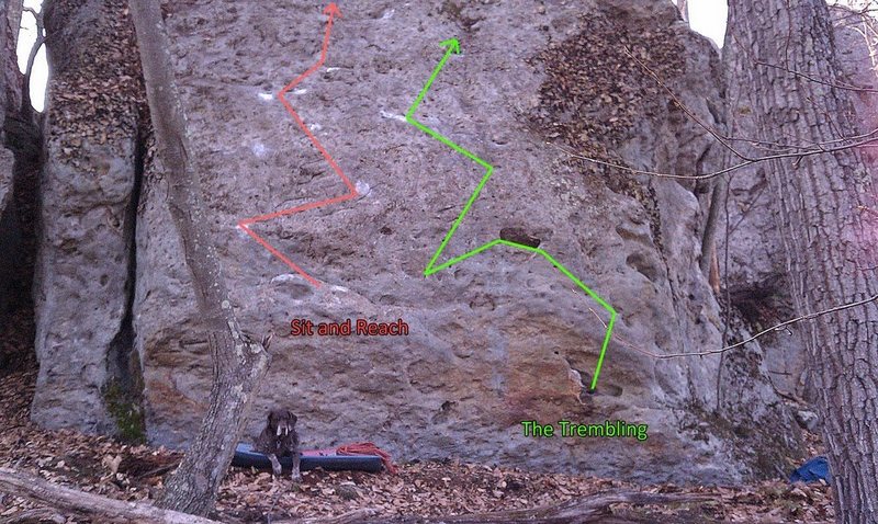 Beta of the two main boulder problems in the Oaks area.