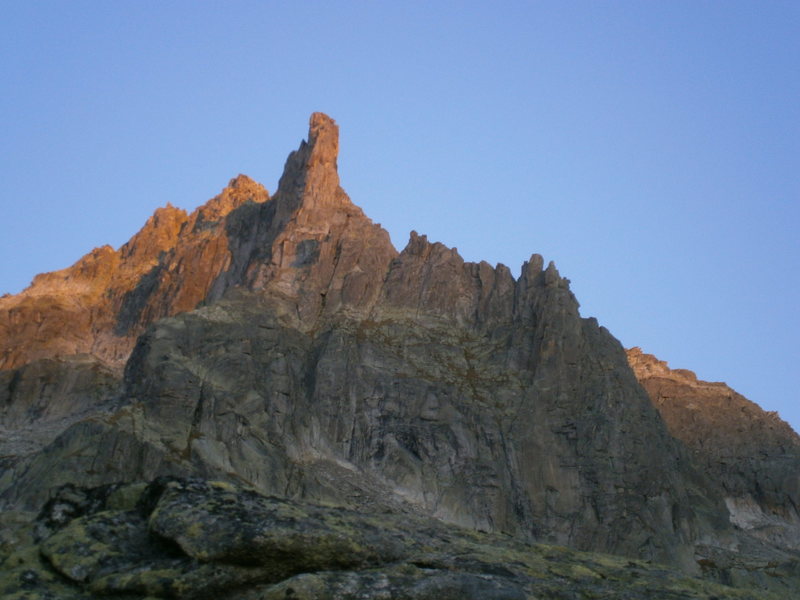 Winterstock - the south face routes all ascend the right-most face, topping out on the ridge 