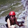 Happy wifey at the crag in Braunwald