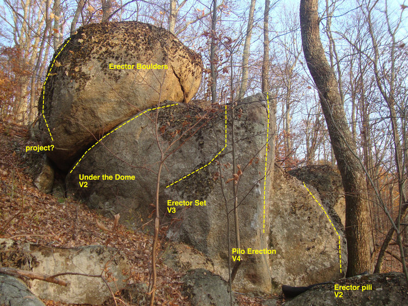 erector boulder Pilo is V4-V6 depending on how you choose to do it.