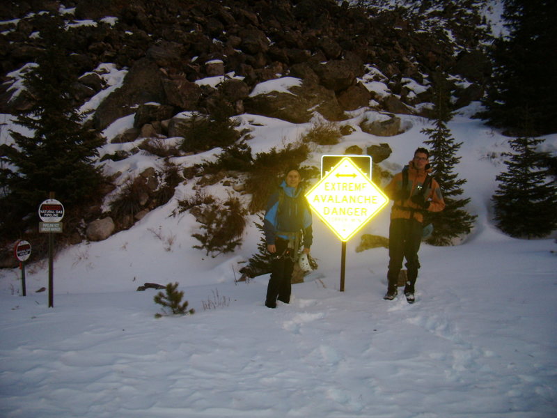 Jordon Griffler and Ty looking for any signs of danger.  Ten Mile Canyon.  Colorado. New Years Day 2012.