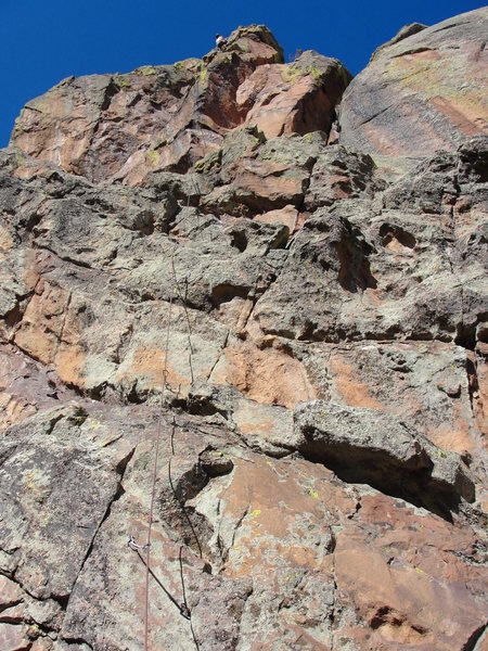 Joe Mills on the 2nd pitch of Wargasm, 5.12b.