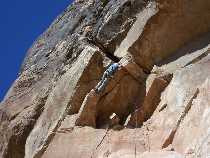 Cool pic of Joe working his way through the crux