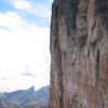 Looking at Finlandia from the base of the rappel from Torre Baranico.  Steep!