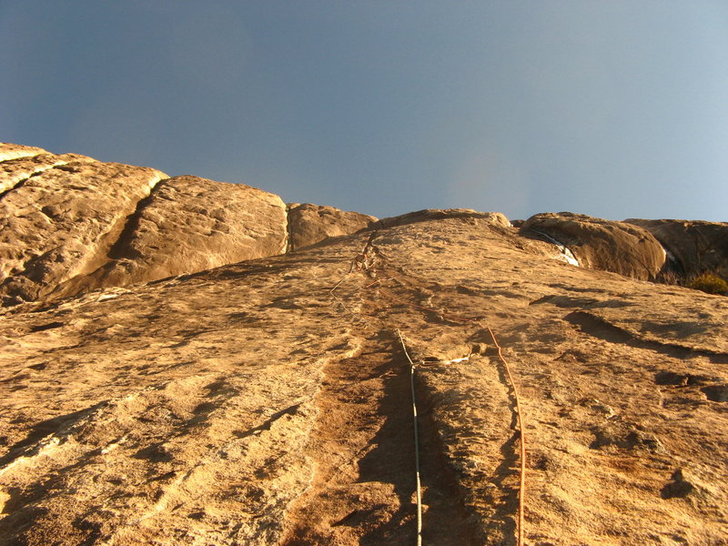 Fathom Direct looking up the 3rd pitch. This pitch has a bit of a runout before the 3rd bolt.