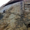 Philipp getting ready for the crux at the roof