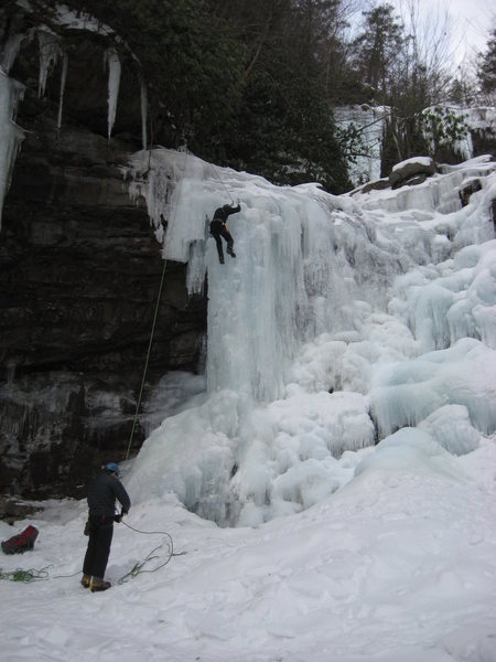 Climbers toproping Glen Onoko Lower Falls.