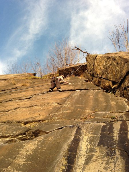 Kristin works up edges and diagonal cracks on Adopted Son.