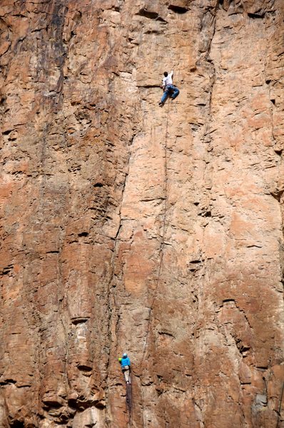 Aaron and Amy on the second pitch of Icarus. January 2012. 