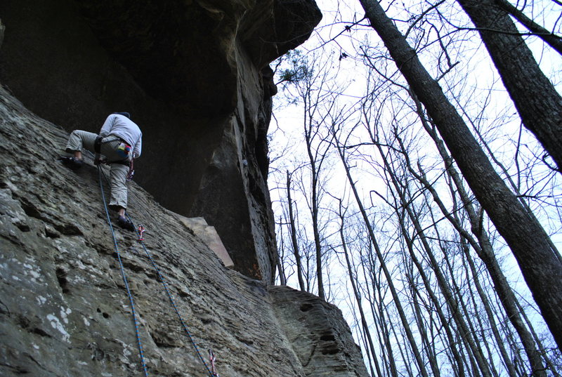 Sport climbs in winter.  Red River Gorge Kentucky.