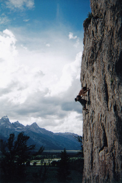 5.11 on Blacktail Butte, Tetons, 2004