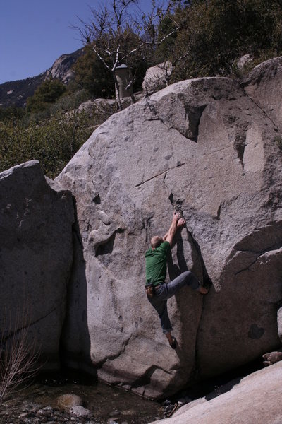 bouldering along the Middle Fork Kaweah River in the foothills.