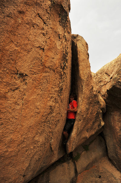 Climbing "Thunderclap" at the Druid Stones