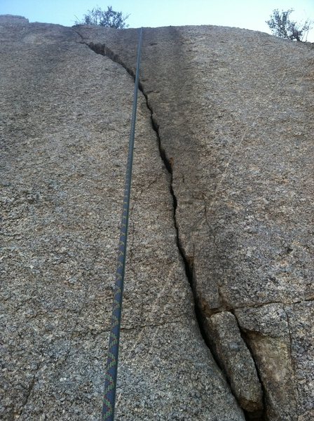 View of the 2nd pitch (first in the route description) from the belay ledge.  Short, but sweet.