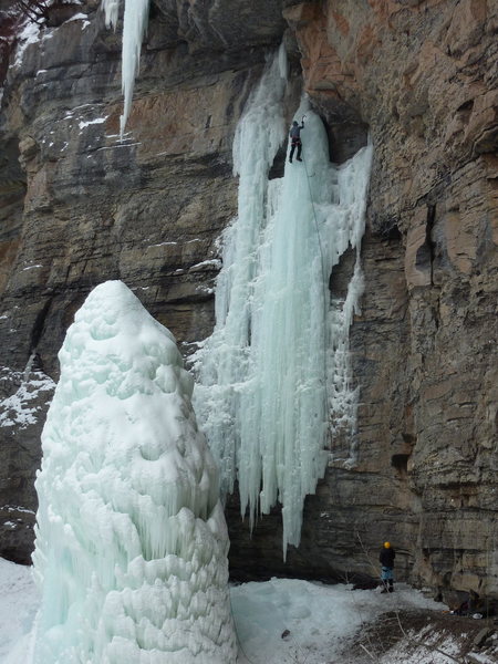 Steve setting a toprope for my first ice climb.