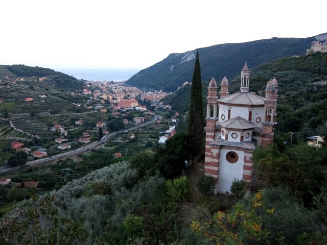 The XV century church of Nostra Signora di Loreto above Finalborgo and Finale Ligure