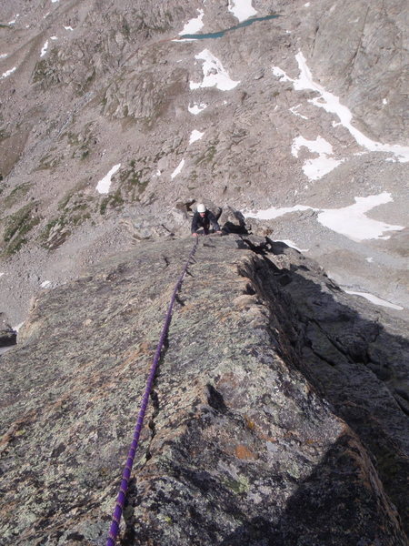 Cruising up the Ellingwood north ridge.