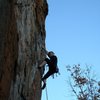 Red Wall<br>
<br>
Tim Fisher leads<br>
Axis(Bold As Love) (5.11+) Mixed<br>
<br>
Crowders Mountain State Park, North Carolina