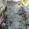 Trundlasaurus Wall<br>
<br>
Holy Guacamole (5.8)sport/trad<br>
<br>
Crowders Mountain State Park, North Carolina