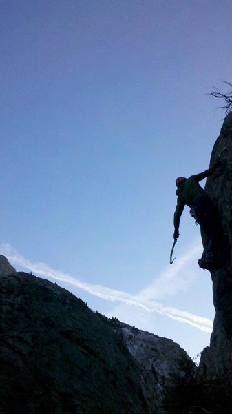 Jed Porter on the "fist crack" route at the Upper Tier.