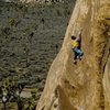 Kurt Smith on the FA of Duncecap (5.13b), Joshua Tree NP<br>
<br>
Photo - K. Smith Collection