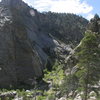 The Gate Rocks of Lower Duck Creek Canyon.  This steep slab is on the right when going down stream.