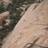 Me climbing pitch 2 of What's My Line?<br>
<br>
Photo by Todd K.