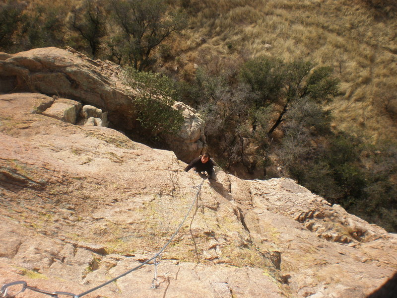 Climbing pitch 2 of Whatchamacallit.<br>
<br>
Photo by Todd K.