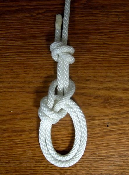 re-threaded bowline with finish knot