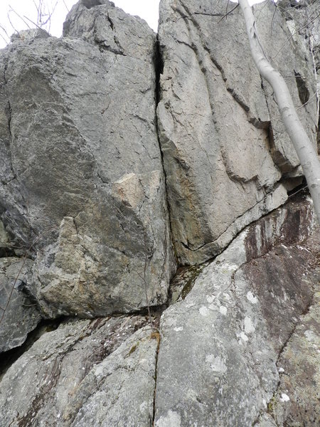 The crux steep section of Raven Crack