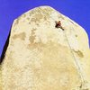 Dan Goodwin on Equinox (5.12c), Joshua Tree NP<br>
<br>
Photo by Anne-Marie Weber