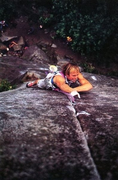 Todd Skinner on City Park (5.13d), Index Town Walls<br>
<br>
Photo by Jeff Smoot
