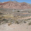 from the trail looking at the parking area and walk ways