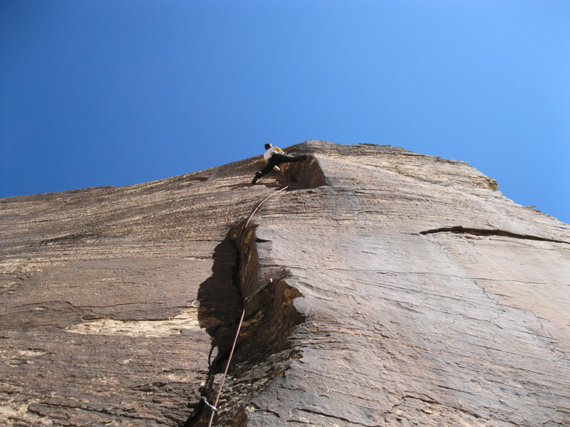 Josh stemming on the upper "Offset Corner."