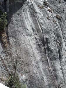 Topo.  Black Flag climbs the groove to the right.