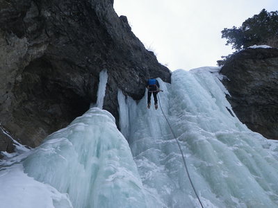 Rappeling the second pitch.