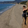 Sara climbing a route on the seaside wall. It was a beautiful day!