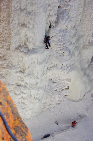 Douglas on lead, Richard on belay.