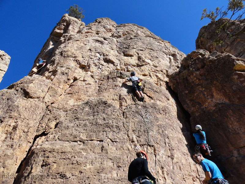 Chris at C2. Tina (R) starting The Baroque Period, Yann (L) launching from LLLL on Lamont's Period.