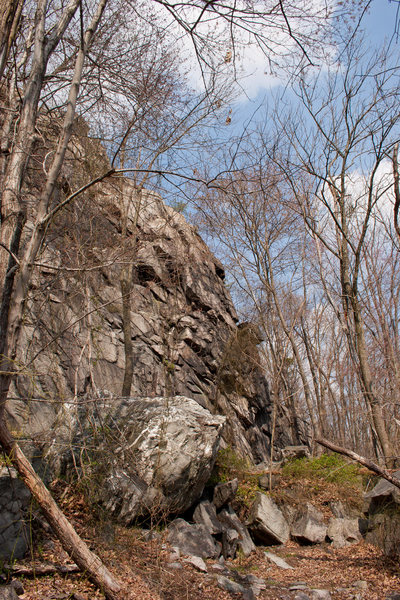 View of the crag from down-trail.