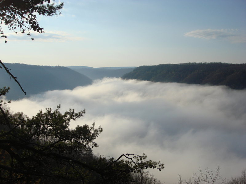 The Gorge filled with clouds. Taken from the top of Endless.