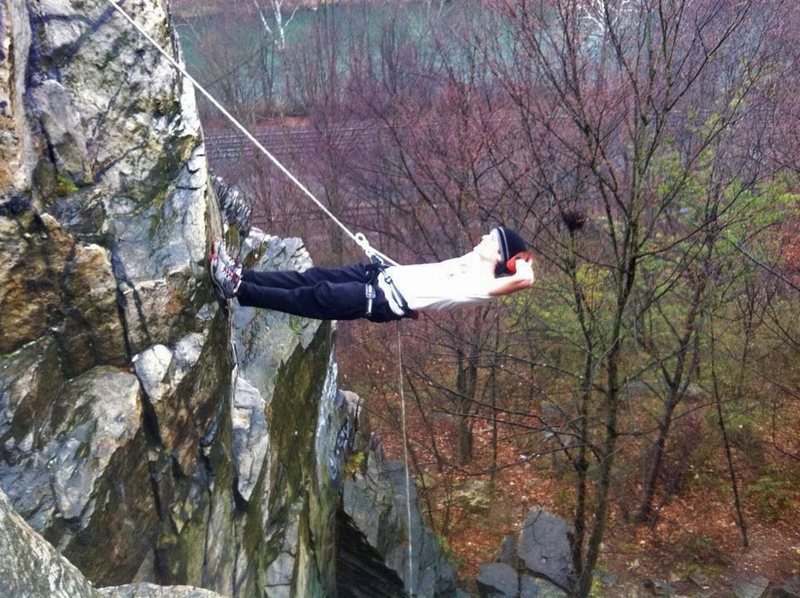 Rappelling "the cliffs" by my college.