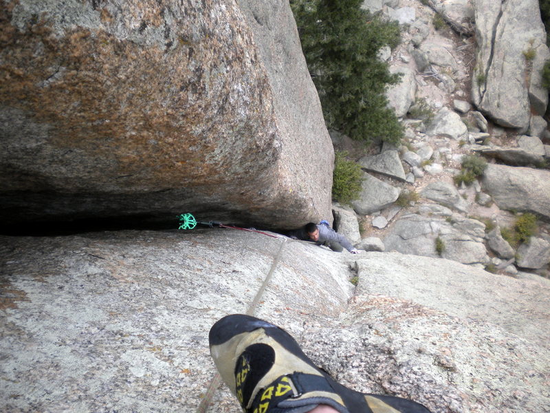 Looking down the first Pitch of Crack of fear, lumpy ridge