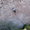 Tia Stark leading Rubicon from the (in?)direct start - Miramontes Photography. This start was .11 R, and had some great bouldery moves on coarse but good rock. I'd go 3 out of 5 stars for this high-quality headpoint start, and 5 for the entire route.